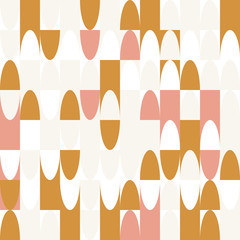Ovals and geometric shapes vector seamless pattern. Modern abstract background with ovals in retro colors.