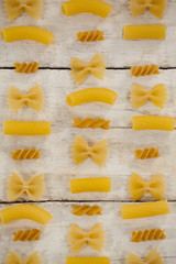 Varieties of pasta arranged