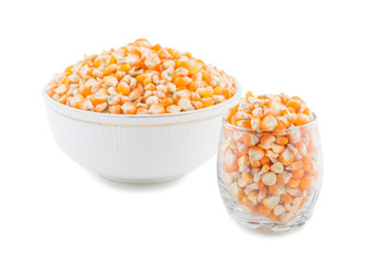 Healthy Dried Corn Seeds Also Know as Makki, Maize Seed or Corn Bean Isolated on White Background