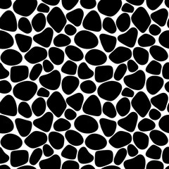 Seamless pattern of black stones on white