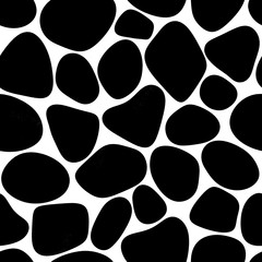 Seamless pattern of black stones on white