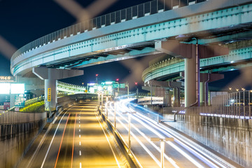 福岡の夜景　高速道路　都市高速