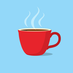 Red coffee mug, tea cup. Vector illustration
