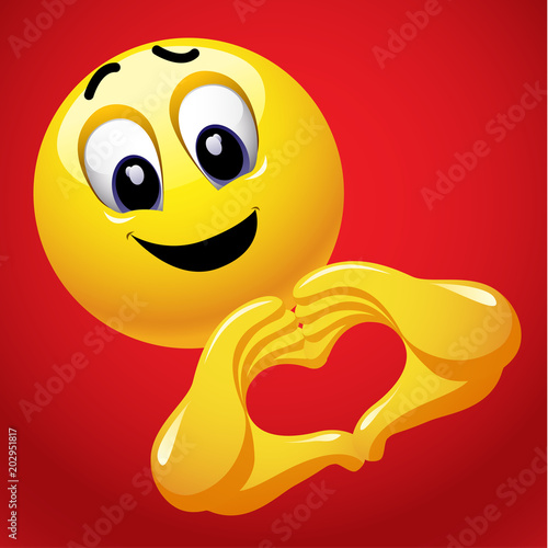 smiley with heart shape hand sign cute smiley emoji being in love