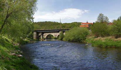 Bridge over the river in the city of Bardo in Poland