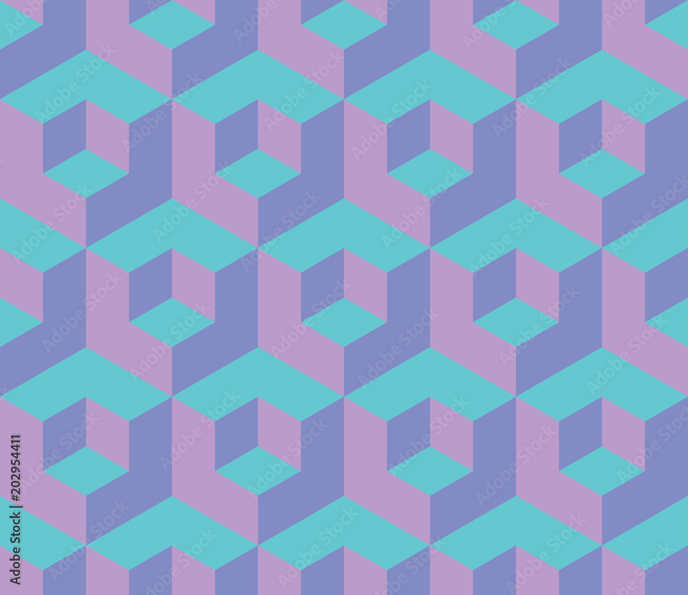 Poster Abstract seamless pattern with colorful cubes. Optical effects.