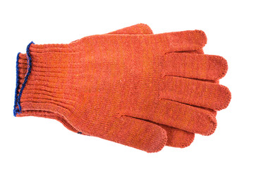red knitted gloves isolated on white background