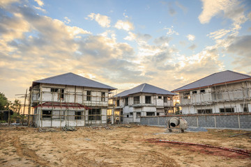 construction residential new house in progress at building site