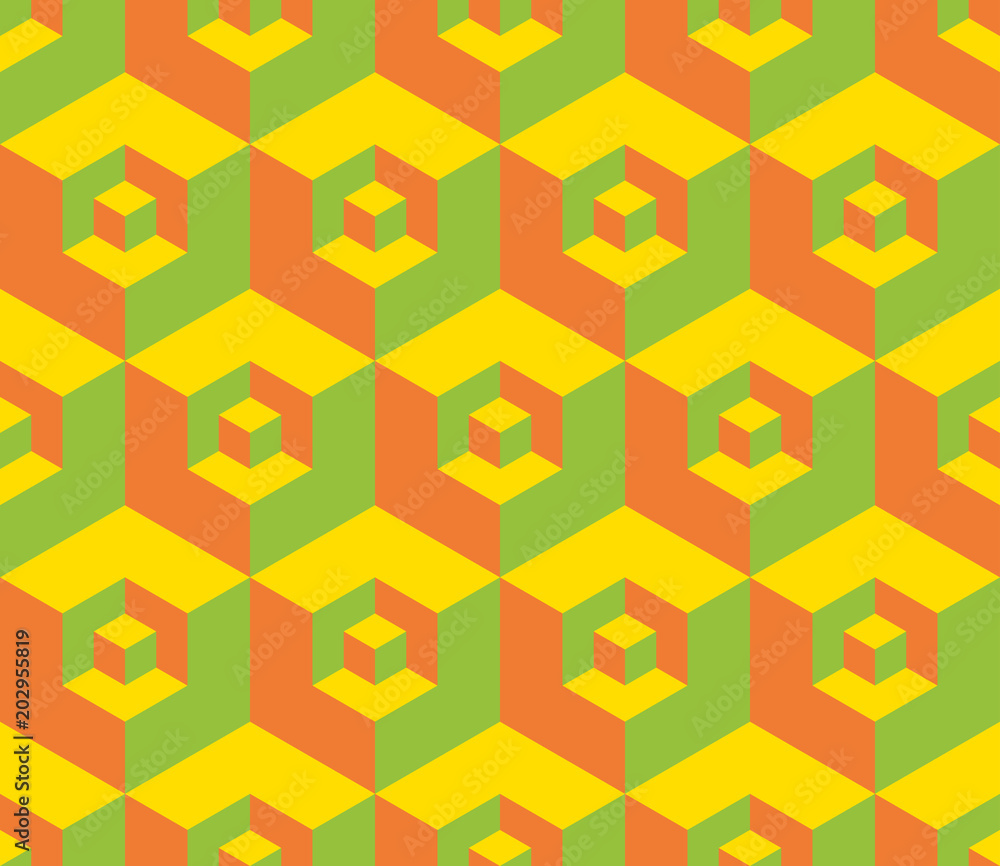 Aufkleber abstract seamless pattern with colorful cubes. optical effects.