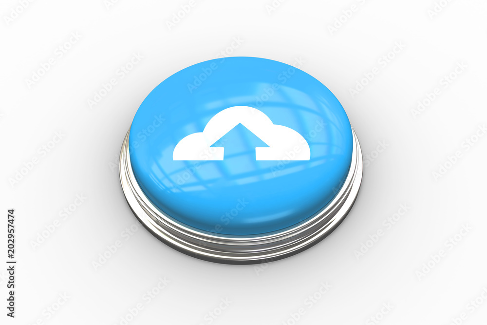 Poster composite image of cloud computing graphic on shiny blue push button