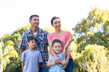 Happy family in the park together