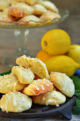 Lemon cookies. Lemons in the background