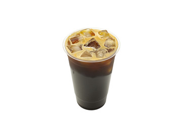 Iced coffee black coffee isolated on white background
