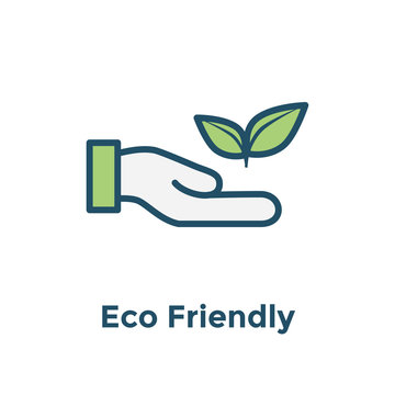 Ecofriendly hand holding plant to illustrate environmental conservation - icon
