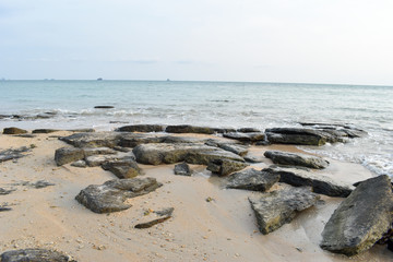 Rocks on the beach The sea was erosion.