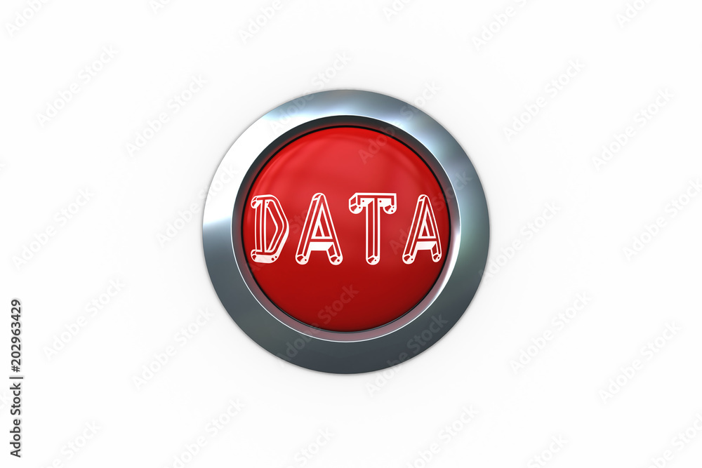 Poster data on digitally generated red push button against white background