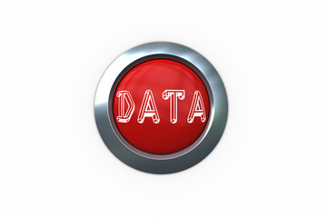 Data on digitally generated red push button against white background