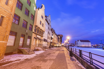 Architecture of Gdansk at night