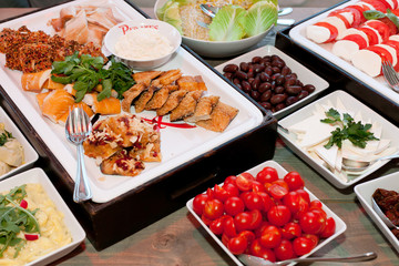 tasty fish and vegetables catering buffet
