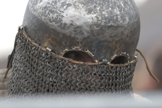 Medieval fighting, knight helmet