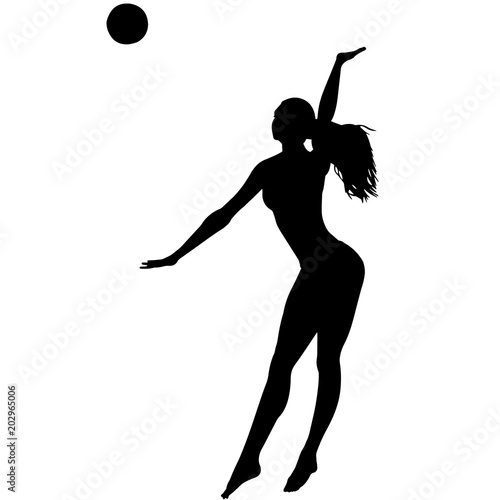 Woman Beach Volleyball Silhouette Female Beach Volleyball
