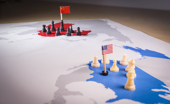 USA and China trade war concept