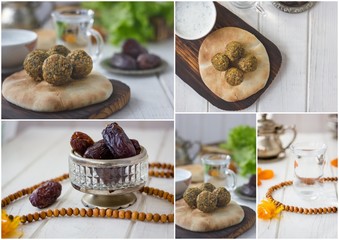 Iftar food collage.