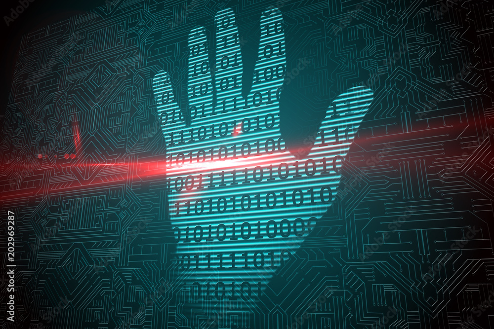 Poster Digital security hand print scan