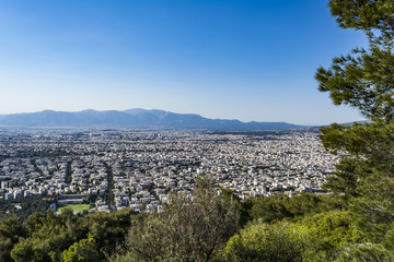 Fototapeta na wymiar View of Athens from hymettus mountain, Greece.