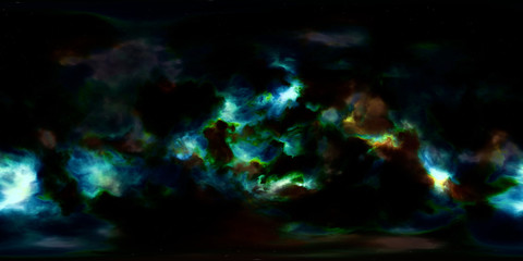 Deep space, stars and nebula, 360 degrees spherical HDRI panorama, equirectangular projection