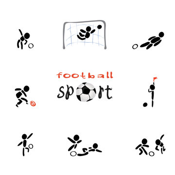  sports game of football/ vector set of little men with ball