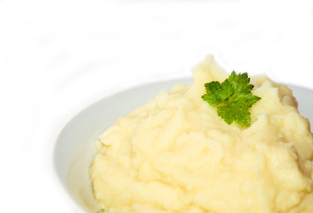 mashed potatoes in a Cup on white background