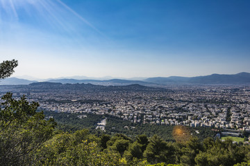 View of Athens from hymettus mountain, Greece.