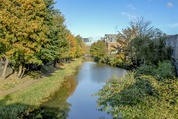 Fototapeta na wymiar Dublin, Ireland, 27 October 2012: View of Creek