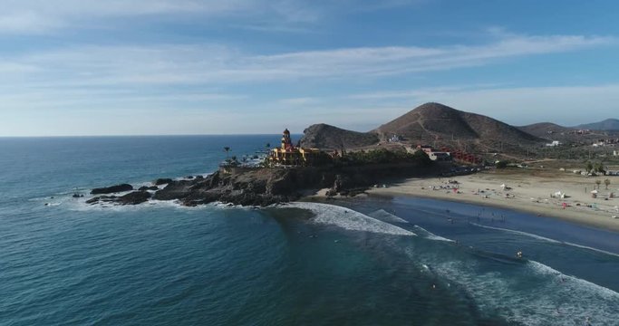 Aerial views of Cerritos beach in Todos Santos, Mexico, Baja California Sur.