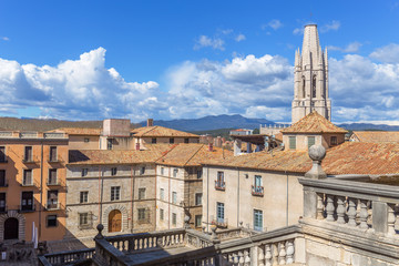 Fototapeta na wymiar Cathedral Square in Girona, Catalonia