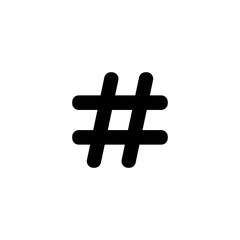 Hashtag. Flat Vector Icon. Simple black symbol on white background