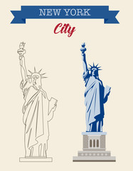 Statue of Liberty. World landmark. American symbol. New York city. Vector
