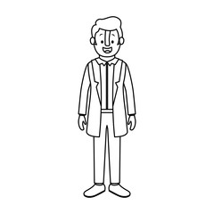 man with old suit monochrome vector illustration design