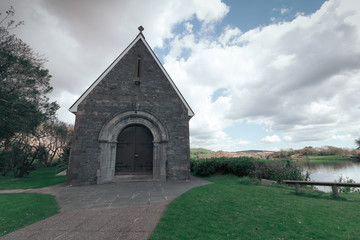 Fototapeta na wymiar Saint Finbarr's Oratory, a chapel built on an island in Gougane Barra, a very serene and beautiful place in county Cork.