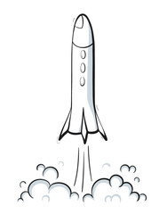 Vector illustration of space ship rocket launch