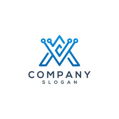 technology logo with letter A line art vector illustration - vector icon logo template