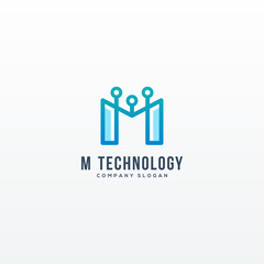 Technology logo with letter M vector illustration