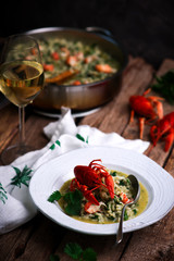 risotto with nettles and crayfish.style rustic.