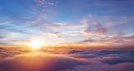 Foto op Canvas Prachtige zonsonderganghemel boven wolken © Jag_cz