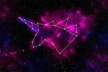 Unicorn constellation against a cluster of stars. Fantasy character
