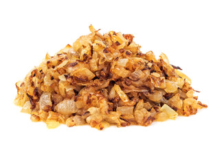 Pile of fried gold onion isolated
