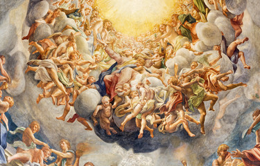 PARMA, ITALY - APRIL 16, 2018: The detail of fresco of Assumcion of Virgin Mary  in cupola of Duomo by Antonio Allegri (Correggio - 1526-1530).  © Renáta Sedmáková