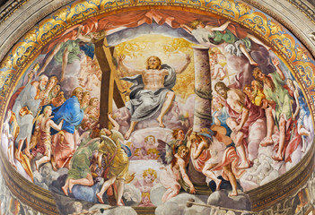 PARMA, ITALY - APRIL 16, 2018: The fresco Last Judgment (Judicio Universale) by in main apse of Duomo by Girolamo Bedoli-Mazzola (1538-1544).