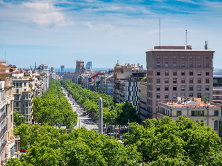 Naklejka premium Widok na ulicę Passeig de Gracia